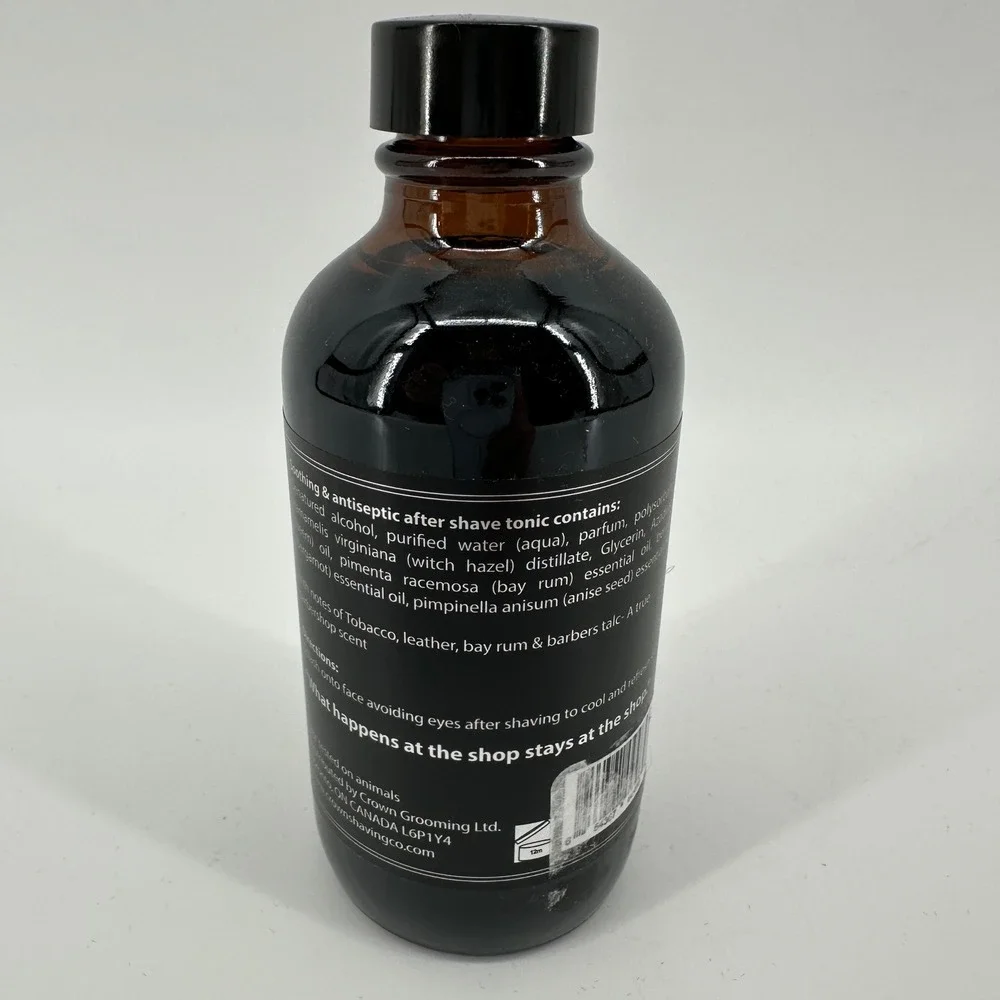 Crown Shaving Co After Shave Tonic 120ml 4oz Tobacco Leather Bay Rum Barbershop